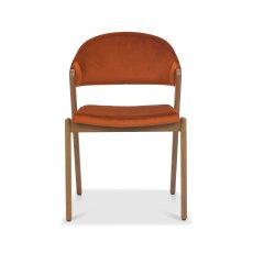 Rosen Rustic Oak Rust Velvet Fabric Upholstered Chairs