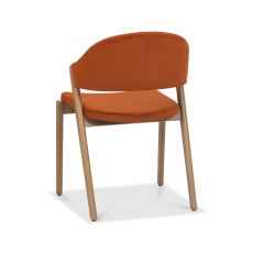 Rosen Rustic Oak Rust Velvet Fabric Upholstered Chairs