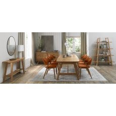 Rosen Rustic Oak Rust Velvet Fabric Upholstered Chairs