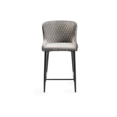 Cezanne Grey Velvet Fabric Bar Stools with Black Legs