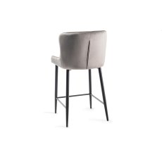 Cezanne Grey Velvet Fabric Bar Stools with Black Legs