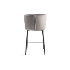 Cezanne Grey Velvet Fabric Bar Stools with Black Legs