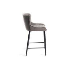 Cezanne Grey Velvet Fabric Bar Stools with Black Legs