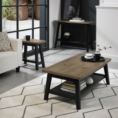 Rosen Weathered Oak & Peppercorn Console Table with Shelf