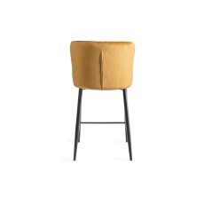 Cezanne Mustard Velvet Fabric Bar Stools with Black Legs