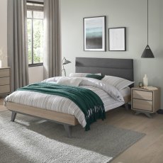 Olsen Scandi Oak & Dark Grey Uph Bedstead Double 135cm