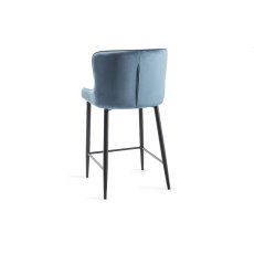 Cezanne Petrol Blue Velvet Fabric Bar Stools with Black Legs