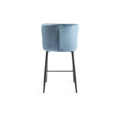 Cezanne Petrol Blue Velvet Fabric Bar Stools with Black Legs