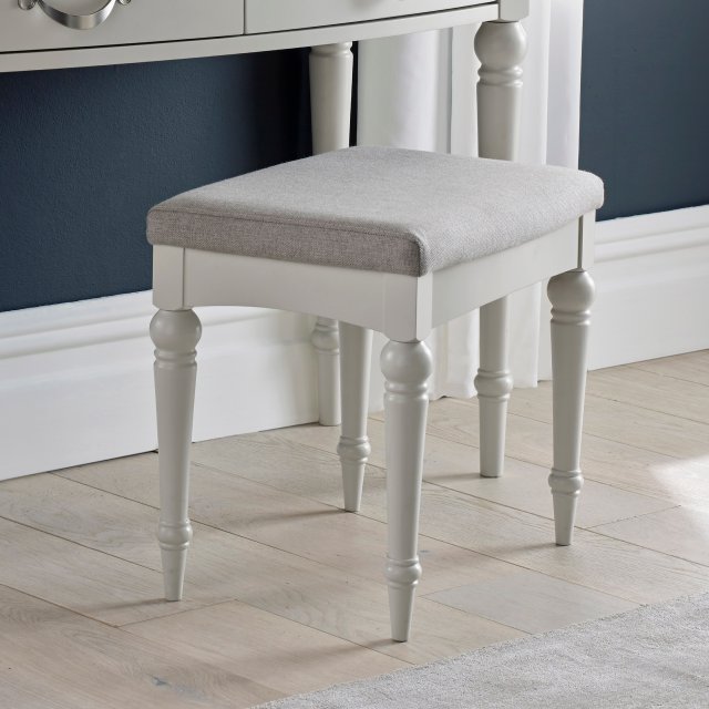Miller - Soft Grey Vanity Stool in Pebble Grey Fabric Miller - Soft Grey Vanity Stool in Pebble Grey Fabric