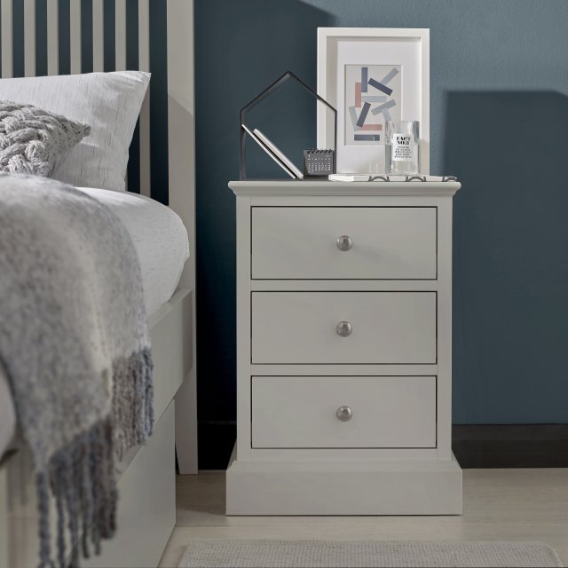Palmer - Soft Grey 3 Drawer Bedside Table Palmer - Soft Grey 3 Drawer Bedside Table