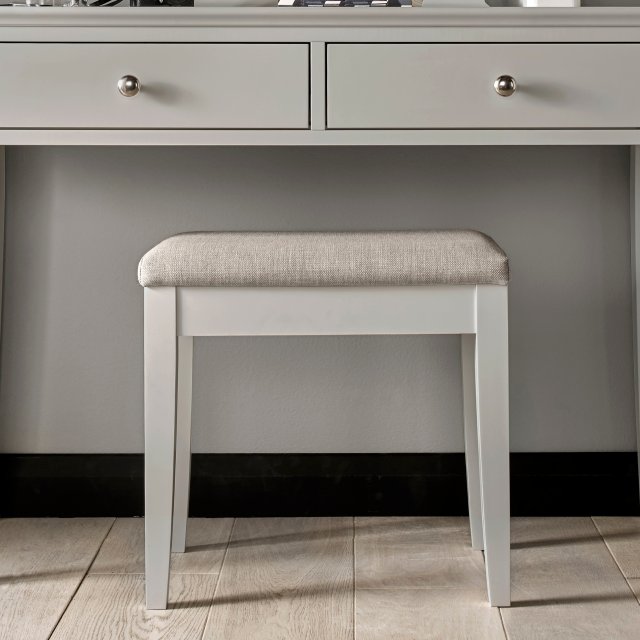 Palmer - Soft Grey Vanity Stool in Grey Fabric Palmer - Soft Grey Vanity Stool in Grey Fabric
