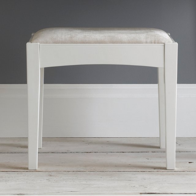 Colman - White Vanity Stool in Linen Fabric Colman - White Vanity Stool in Linen Fabric