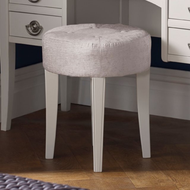 Venet - White Vanity Stool in Grey Fabric Venet - White Vanity Stool in Grey Fabric