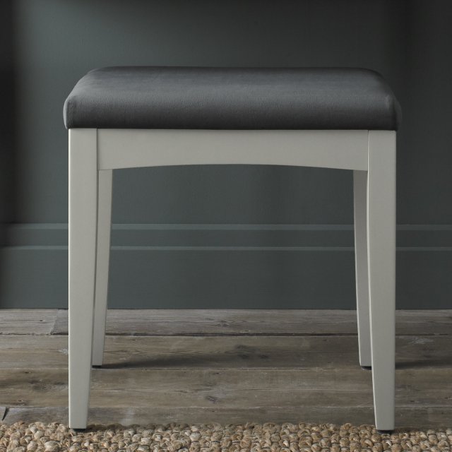 Larsen - Soft Grey Vanity Stool in Gun Metal Velvet Larsen - Soft Grey Vanity Stool in Gun Metal Velvet