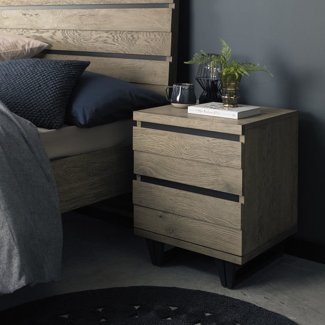 Turner - Weathered Oak 2 Drawer Bedside Table Turner - Weathered Oak 2 Drawer Bedside Table