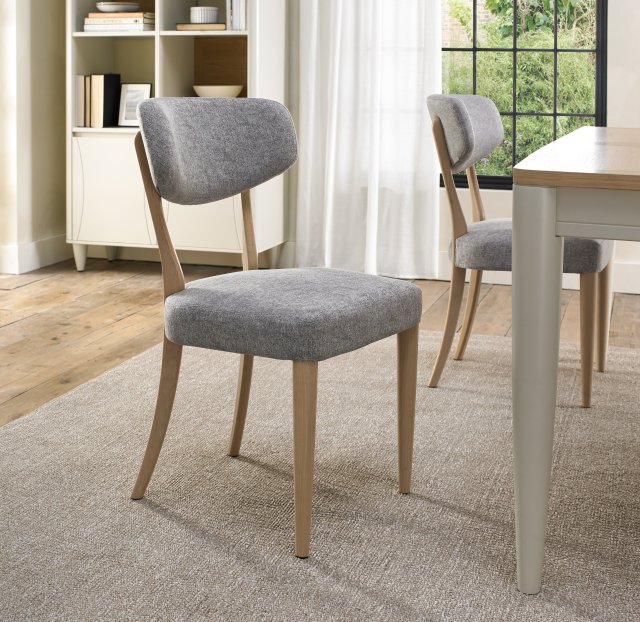 Norman - Scandi Oak Dining Chair in Grey Fabric (Pair) Norman - Scandi Oak Dining Chair in Grey Fabric (Pair)
