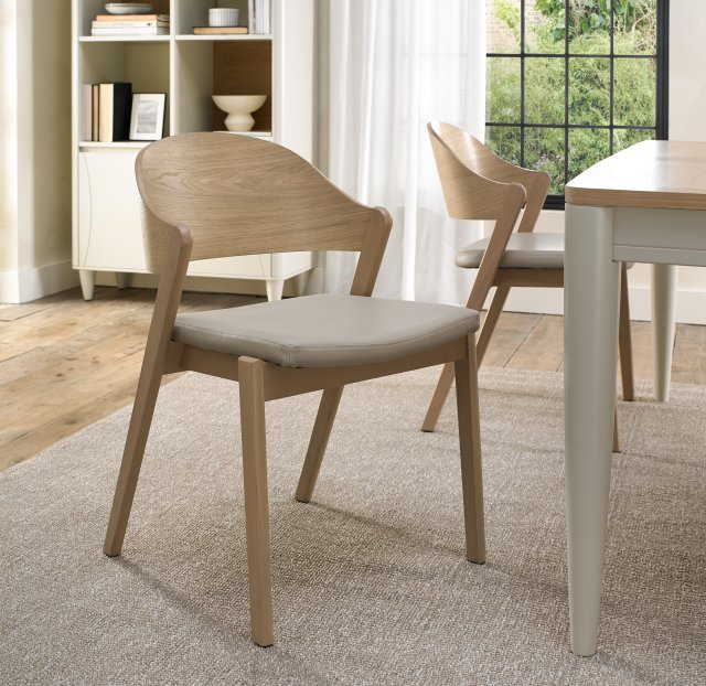 Astra - Scandi Oak Dining Chair in Ivory Bonded Leather (Pair) Astra - Scandi Oak Dining Chair in Ivory Bonded Leather (Pair)