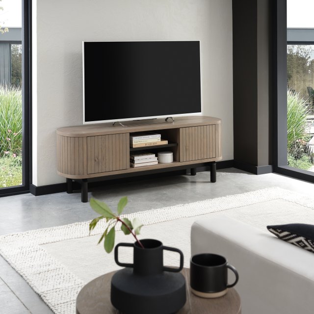 Astra - Grey Oiled Oak Media Unit Astra - Grey Oiled Oak Media Unit