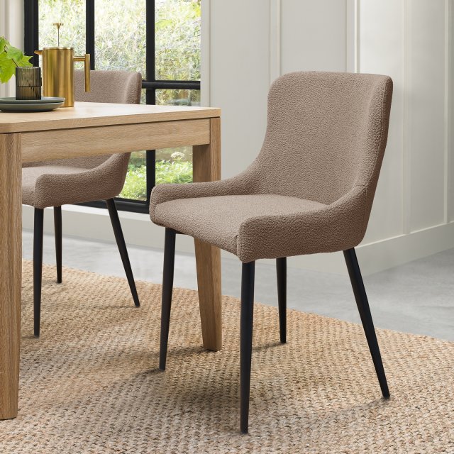 Rubens Mocha Beige Boucle Fabric Dining Chair (Pair) Rubens Mocha Beige Boucle Fabric Dining Chair (Pair)
