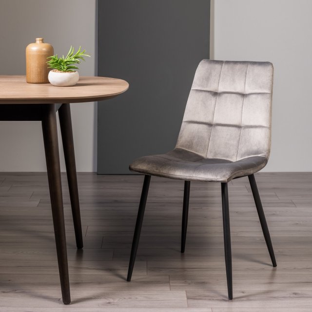 Mondrian Light Grey Velvet Fabric Dining Chair (Pair) Mondrian Light Grey Velvet Fabric Dining Chair (Pair)