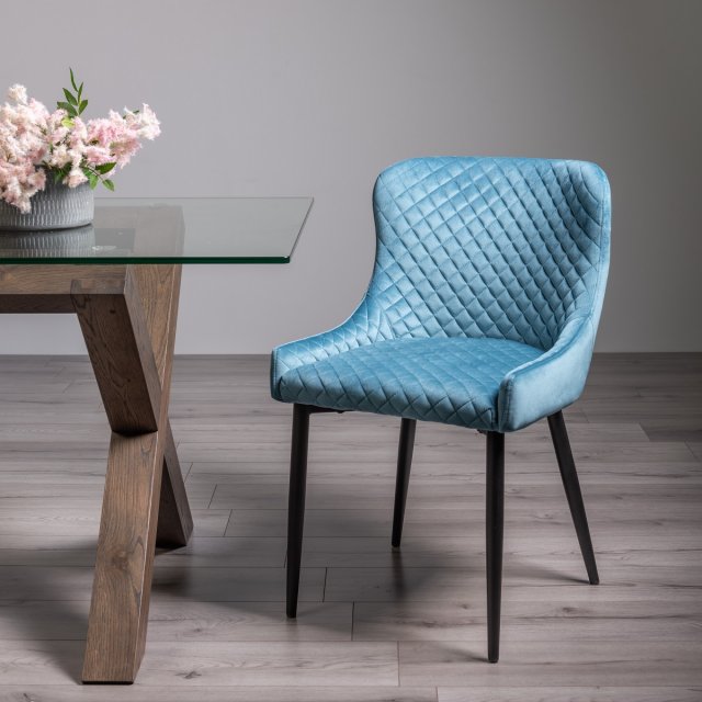 Cezanne Petrol Blue Velvet Fabric Dining Chair (Pair) Cezanne Petrol Blue Velvet Fabric Dining Chair (Pair)