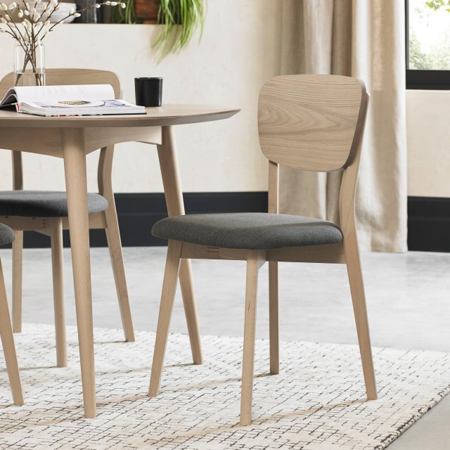 Johansen - Scandi Oak Dining Chair in Cold Steel Fabric (Pair) Johansen - Scandi Oak Dining Chair in Cold Steel Fabric (Pair)