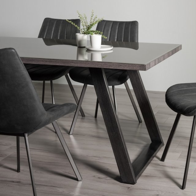 Hirst - Grey Glass 6 Seater Dining Table Hirst - Grey Glass 6 Seater Dining Table
