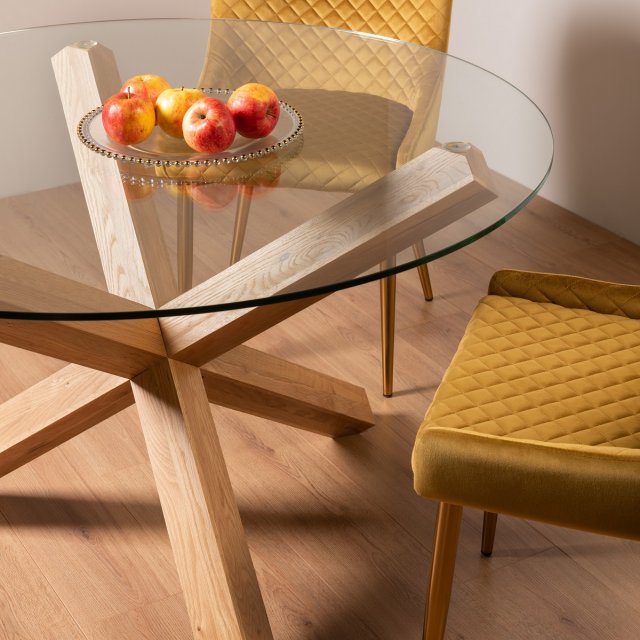 Goya - Light Oak Glass 4 Seater Dining Table Goya - Light Oak Glass 4 Seater Dining Table