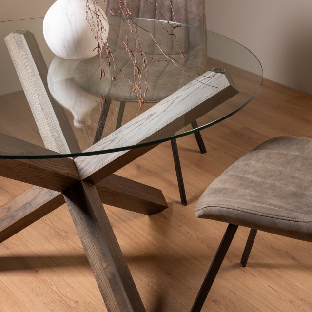 Goya - Dark Oak Glass 4 Seater Dining Table Goya - Dark Oak Glass 4 Seater Dining Table