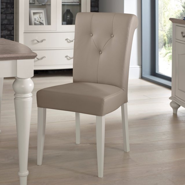 Miller - Soft Grey Dining Chair in Grey Bonded Leather (Pair) Miller - Soft Grey Dining Chair in Grey Bonded Leather (Pair)