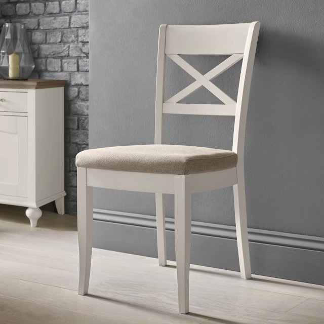 Miller - Soft Grey X Back Dining Chair in Pebble Grey Fabric (Pair) Miller - Soft Grey X Back Dining Chair in Pebble Grey Fabric (Pair)