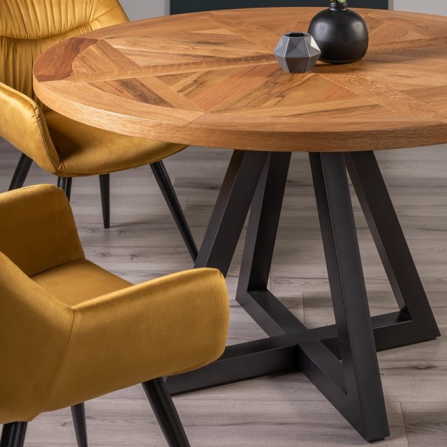 Lowry - Rustic Oak 4 Seater Circular Dining Table Lowry - Rustic Oak 4 Seater Circular Dining Table