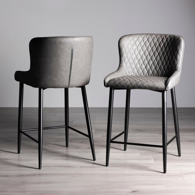Cezanne Dark Grey Faux Leather Bar Stool (Pair) Cezanne Dark Grey Faux Leather Bar Stool (Pair)