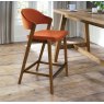 Rosen Rustic Oak Upholstered Bar Stool in a Rust Velvet Fabric