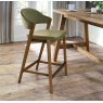 Rosen Rustic Oak Upholstered Bar Stool in an Cedar Velvet Fabric
