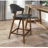 Rosen Rustic Oak Upholstered Bar Stool in a Dark Grey Fabric