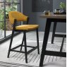 Rosen Peppercorn Upholstered Bar Stool in a Dark Mustard Velvet Fabric