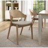 Astra Scandi Oak Ply Back Dining Chair in Ivory Bonded Leather