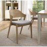 Astra Scandi Oak Ply Back Dining Chair in Grey Fabric