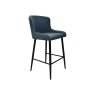 Rubens Blue Boucle Fabric Bar Stools with Black Legs