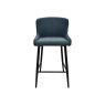 Rubens Blue Boucle Fabric Bar Stools with Black Legs