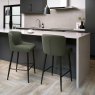 Rubens Green Boucle Fabric Bar Stools with Black Legs