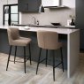 Rubens Mocha Beige Boucle Fabric Bar Stools with Black Legs