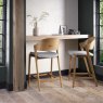 Astra Rustic Oak Bar Stool in Grey Fabric