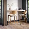 Astra Rustic Oak Bar Stool in Ivory Bonded Leather