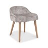 Astra Knotty Oak & Weathered Oak Stool - Pearl Velvet Fabric