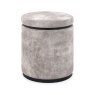Astra Knotty Oak & Weathered Oak Storage Stool - Pearl Velvet Fabric