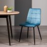 Mondrian Petrol Blue Velvet Fabric Chairs with Black Legs