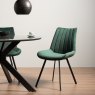 Fontana Green Velvet Fabric Chairs with Grey Hand Brushing on Black Legs