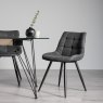 Seurat Dark Grey Faux Suede Chairs with Black Legs